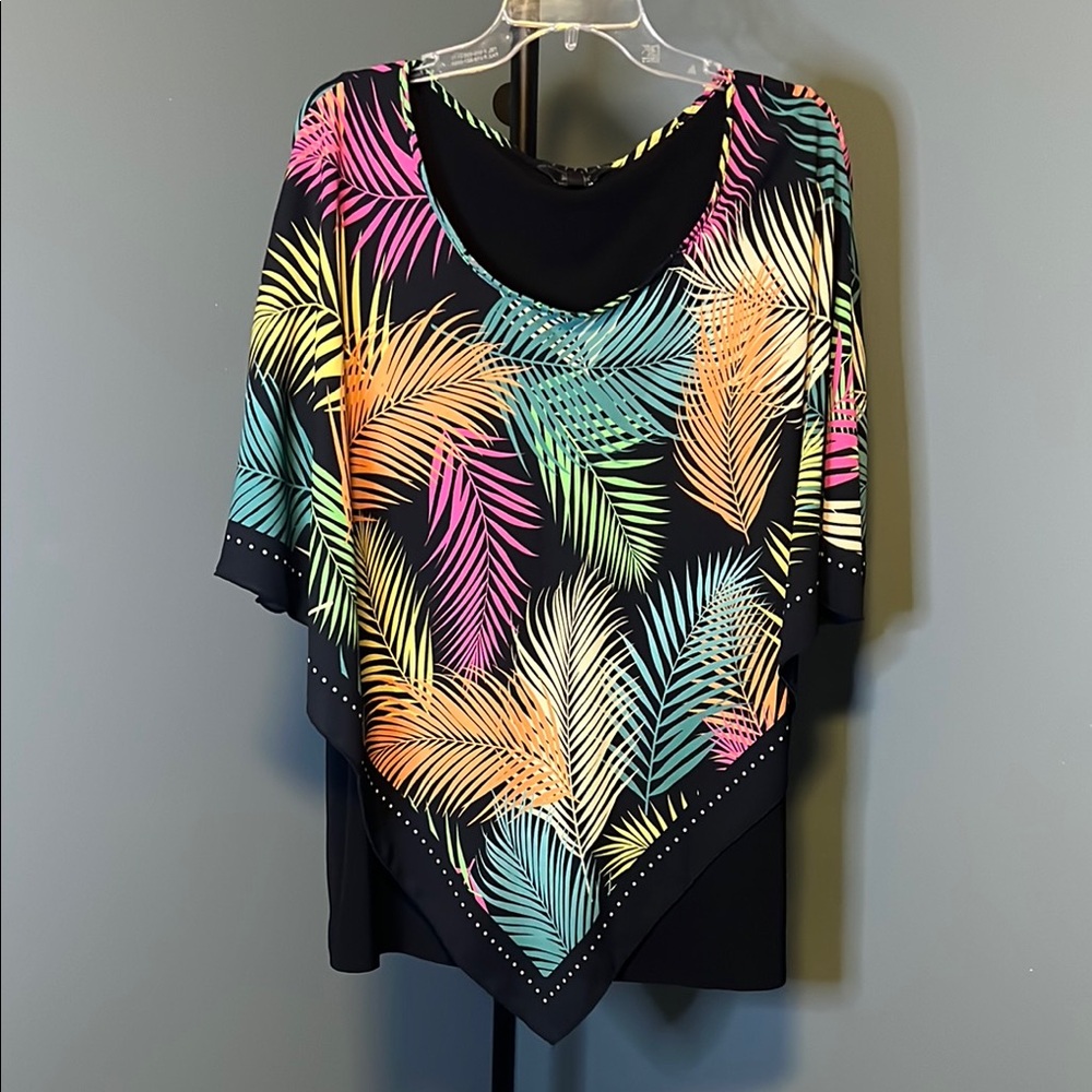 Investments Black Asymmetrical 3/4 Sleeve Tunic